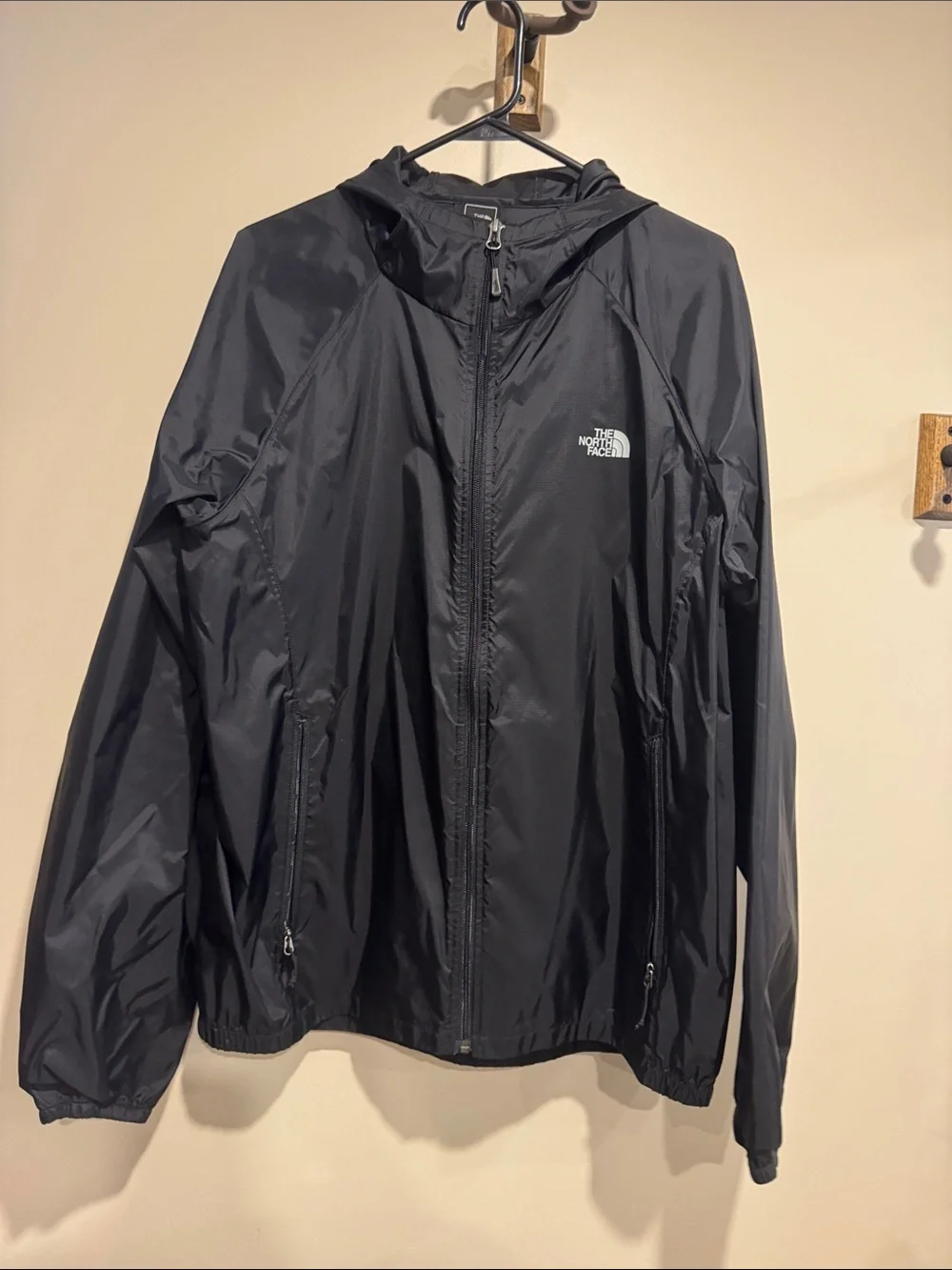 The North Face Black Hooded Windbreaker Jacket-Men’s Large